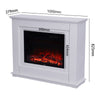 Free Standing Electric Led Fireplace White Surround Fire Log Flame Heater Living