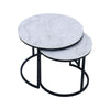 Set of 2 Modern Nesting Coffee Table Round Accent Cafe Table White Marble Effect