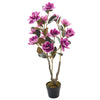 Large Artificial Violet Yulan Flowers Tree Potted Fake Houseplants Outdoor Plant