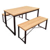Industrial Style Wooden Dining Set 1 Table+2 Bench Dining Room Kitchen Home