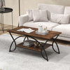 Modern Coffee Table 2-Tier Faux Marble Accent Table Snack End Table Living Room