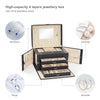 Mondeer 4 Tier Large Jewellery Box Jewelry Case with Lock Mirror and 3 Drawers