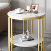White Round Marble Coffee Table Sofa Side Table Anti-drop Fence Corner Cabinet