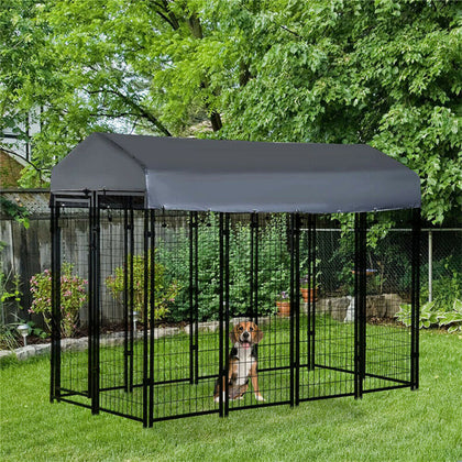 Heavy Duty Outdoor Dog Kennel Pet Cage Playpen wi/ Roof Lockable Latch 249/165cm