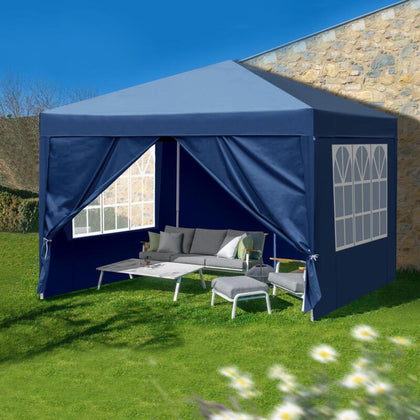 3x3M Gazebo Pop Up Tent Canopy Outdoor Wedding Marquee Garden Party w/4 Sides UK