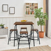 5-piece Bar Table Set Pub Dining Table Set w/Counter Height Backless Stools