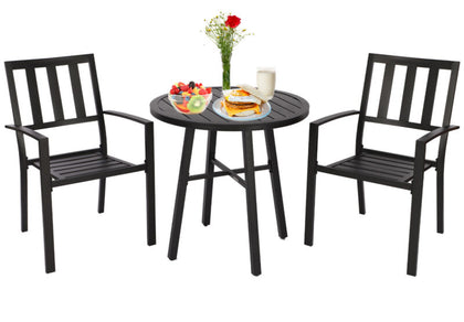 Dining Bistro Furniture Set 2 Seater with Round Table 2 Armchairs for Outdoor