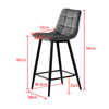 2X Grey Velvet Bar Stools Kitchen Pub Chairs Breakfast Stools 65 cm seat High