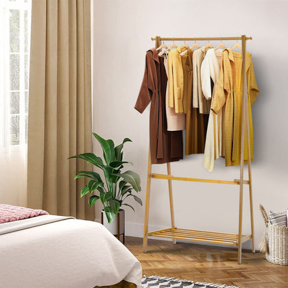 Home Nature Bamboo Clothes Rail Racks Coat Clothes Hanger Wardrobe Clothes Rail