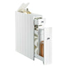 Slim Bathroom Storage Unit | White Slimline Narrow Cabinet w/ Shelving | VonHaus