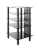 Stand Rack 5 Shelf Cabinet Black Glass Black Legs Extra deep 500mm