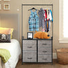 Metal Clothes Hanging Rail Coat Shoes Display Wardrobe Closet W/4 Fabric Drawers