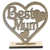 Personalised Mothers Day Gift for Mum Wooden Heart Plaque Freestanding Oak Gift
