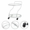 2 Tier Glass Drinks Trolley Dining Tea Serving Cart Bar Wine Rack Glass Shelving