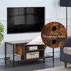 Brown Wooden TV Cabinet Metal Leg with Compartment Shelf Unit Industrial Style