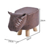 Hippo Animal Footstool Ottomans Faux Leahter Brown Padded Wood Leg Gift for Kid