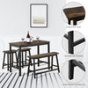 4PCS Dining Table & Chair Set Kitchen Furniture W/ Counter Table Bench & Stools