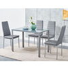 105cm 120cm Glass Dining Table and 4 /6 Padded Chairs Set Home Kitchen Furniture
