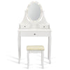 Vanity Dressing Table Set Makeup Desk W/Detachable Tabletop &LED Rotating Mirror