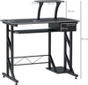 Computer Desk Workstation Table Sliding Keyboard Shelf Wood Drawer Office Home
