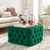 Vintage Green Velvet Buttoned Footstool Chesterfield Button Design Square Stool