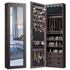 5 LED Lights Jewelry Cabinet Lockable Wall/Door Mounted Jewelry Armoire w/Mirror