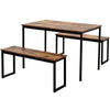 Industrial Wooden Dining Table Set 2 Bench Home Kitchen Furniture Patio Outdoor