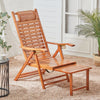 Foldable Bamboo Lounger Chair Home Garden Relaxing Recliner Retractable Footrest