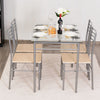 5PCS Dining Table & Chair Set Breakfast Bar Kitchen Furniture with Glass Desktop
