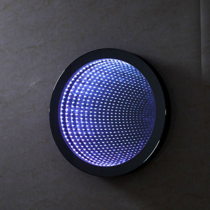 Bathroom Illuminated Infinity Tunnel Circle LED Light Wall Mirror Vanity Shaving