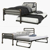 2 in 1 3FT Single Steel Daybed Guest Trundle Bed Frame Solid Metal Sofa Bed QG