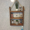 Rustic Hanging Ladder Shelf With Rope - Medium Oak