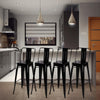 Pack Of 4 Glossy Black High Breakfast Bar Stools Kitchen Counter Metal Pub Chair