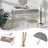 Dressing Table with Round Mirror 3 Drawers Stool Makeup Vanity Set Desk Bedroom