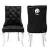 Black/ Grey Plush Velvet Lion Back Knocker Dining Accent Chairs with Chrome Legs