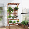 2-Tier Plant Stand Flower Pot Holder Display Rack w Trellis Fence Indoor Outdoor