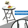 3 PCS Folding Garden Patio Bistro Set Rocking Padded Chairs Glass Coffee Table