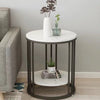 Round Coffe Table Marble Tabletop Sofa End Table Leisure Reception Home Office
