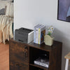 Brown Filing Cabinet Mobile Printer Stand W/2 Drawers 1 Door 3 Shelves