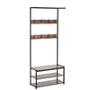 Coat Rack Stand and Shoe Storage Bench Metal Hall Tree with 3-Tier Shelf 8 Hooks