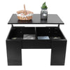 Modern Black Coffee Table Lift Up Top Drawer Desk with Storage Shelf Living Room
