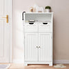 Bathroom Floor Cabinet Wooden Storage Cupboard with Adjustable Shelf & Doors