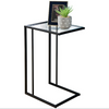 Sofa Side Table Black With Clear Glass Top Coffee End Table Living Room - Munich