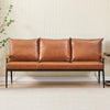 3 Seater Brown Faux Leather Sofa Armchair Couch Living Room Modern Industrial