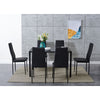 105cm 120cm Glass Dining Table and 4 /6 Padded Chairs Set Home Kitchen Furniture
