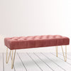 Long Seat Bench Dining Chairs Soft Velvet Padded Golden Steel Legs Lounge Stool