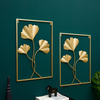 Gold Ginkgo Leaf Wall Hangings Metal Leaves Wall Background Sculpture Home Decor