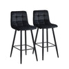 2 Pcs Bar Stools Breakfast Pub Chair Velvet Metal Legs Kitchen 65 cm Seat High