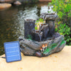Outdoor Garden Water Feature LED Lighting Wooden Effect Fountain Solar Powered