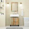 Sink Cabinet Solid Wood Acacia and Engineered Wood Iron feet are stable